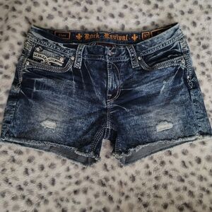 Rock Revival Blue Distressed Jean Shorts